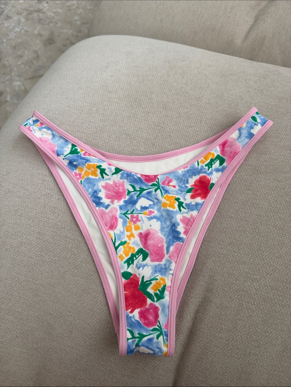 Frankie’s Floral Pink Trim Bikini Bottom